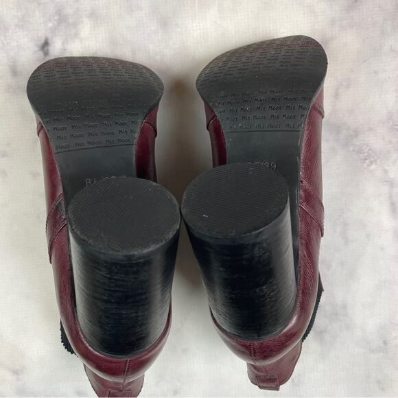 Miz Mooz Iris Burgundy Wine Leather Pull On Heeled Chelsea Boots - Picture 7 of 9